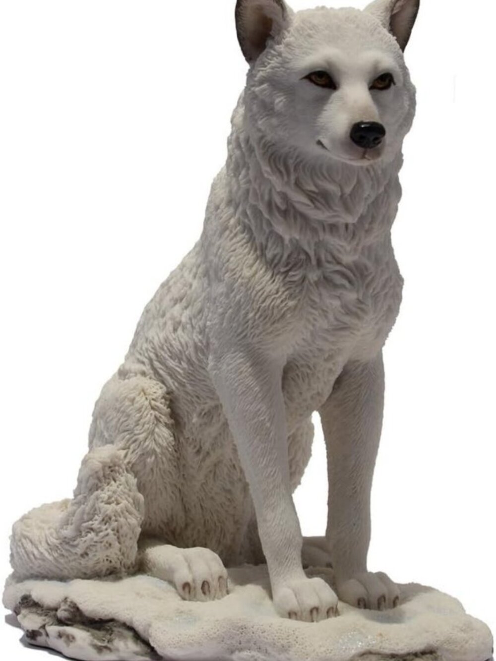 7.75 Inch Wolf Sitting in Snow Decorative Statue Figurine, White